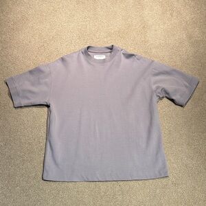 DENIM & FLOWER Men’s Light Purple Relaxed Mock Short Sleeve Shirt